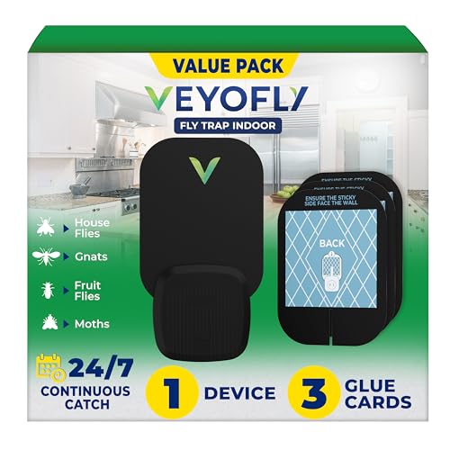 Image of VEYOFLY Fruit Fly Traps Indoor Plug-in UV, Gnat Trap, 1 Device + 3 Refills