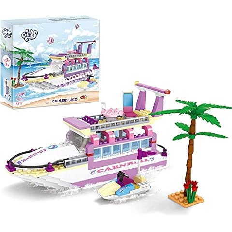 Dream Girls Cruise Ship Toy Building Set Friends Yacht Building Blocks Boat Construction Toys with Motorboat and Palm Tree for Boys and Girls 318 PCS 6+ Cover