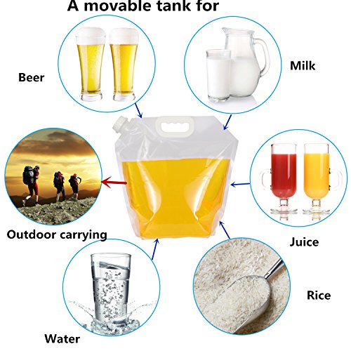 Collapsible Water Tank Container 4 Pack 5L Bpa Free Plastic Water Carrier Portable Water Tank Lightweight Space-Saving Outdoor Folding Water Bag For Sport Hiking Camping Riding Mountaineer-Clear #TOP5
