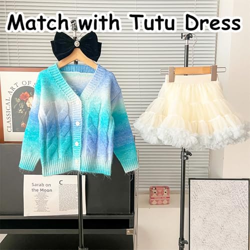 Toddler Girls Cardigan Sweater Button Knit Sweater Kids Rainbow Colors Coat Size 2-7T4