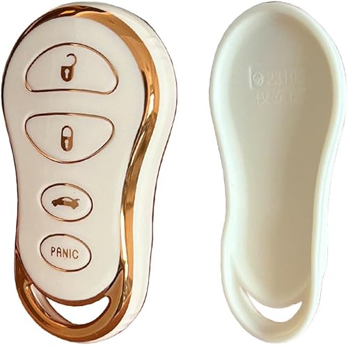 Miniatura 4 de Rilnaewn Funda de TPU suave para llavero Jeep para Jeep Grand Cherokee Chrysler 300M Dodge Intrepid 1999-2004 (4 botones, blanco)