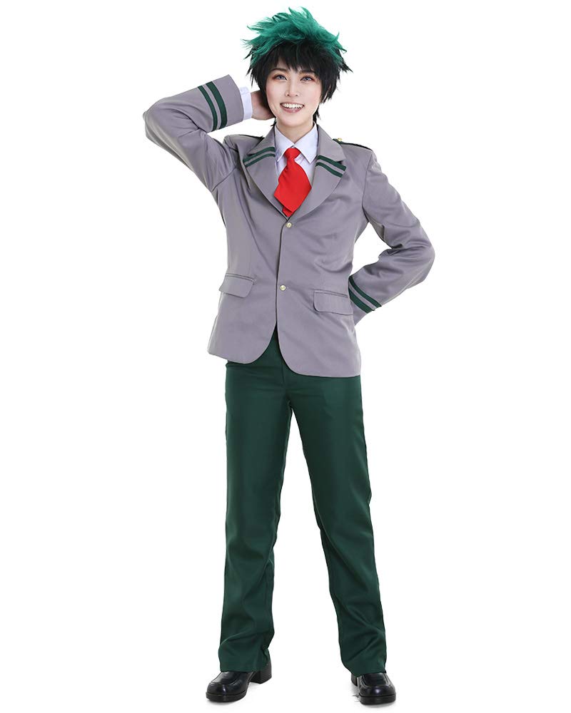 miccostumes Men's Izuku Midoriya Deku Cosplay Costume School Uniform with Short and Long Ties