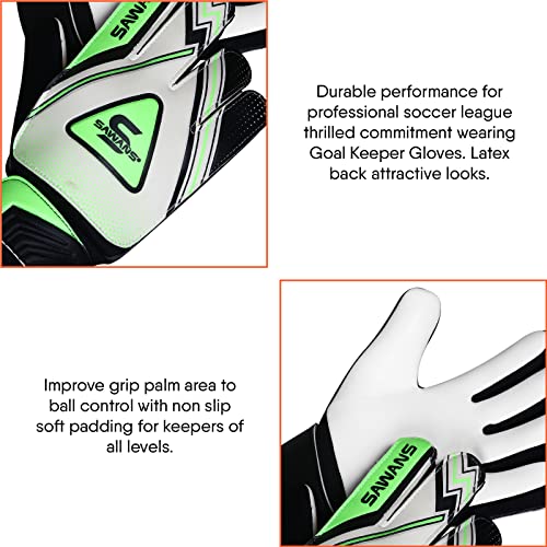 SAWANS Football Goalkeeping Gloves Boys Kids Children Youth Adult Soccer Goalie Protection Goal Keeper Gloves Finger Support Wrist Junior Anti Slip Palm (Size 2 for 4 to 5 year old - Image 4