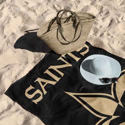 Image of Northwest NFL New Orleans Saints Microfiber Beach Towel, 30 x 60 Inches - Quick Dry, Sand Resistant, Lightweight, Highly Absorbent, Incisor Design