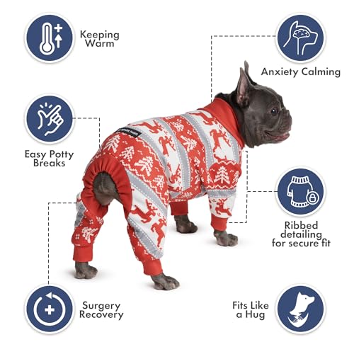 Image of Spark Paws Dog Christmas Pajama, Dog Recovery Suit Male, Onesie, Ultra-Soft and 4-Way Stretch, for Small Medium and Large Breeds - Winter Wonderland - 4XL
