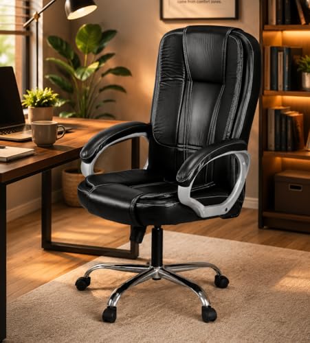Image of GOYALSON Ergonomic Office Chair | Leatherette Chair with Adjustable Height | 360 Revovling Chair| Comfortable Padded Seating /Suitable for Office /Study High Back Revolving Chair