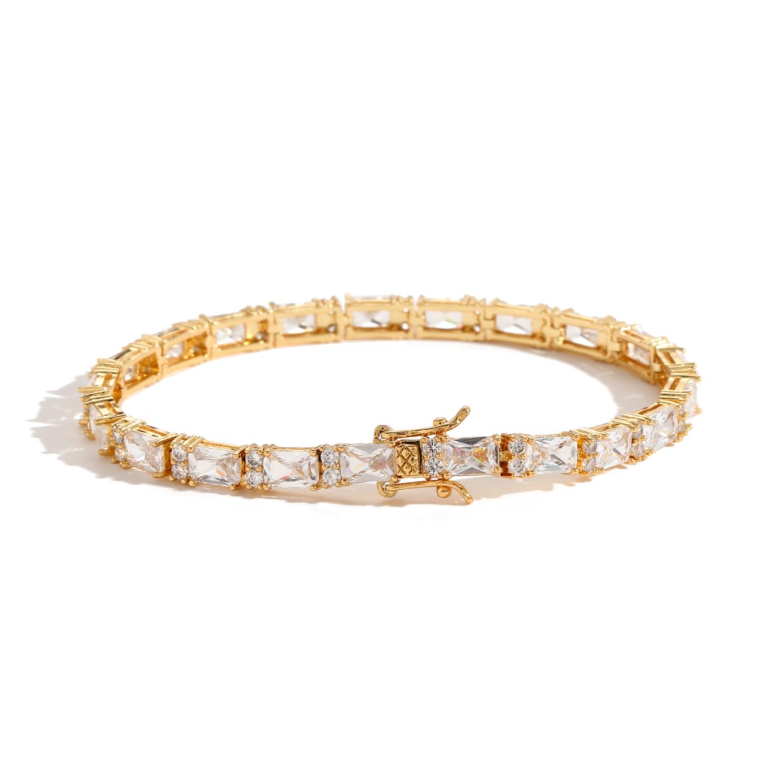 Pulsera para mujer de 6-7 pulgadas, Pulseras de tenis brillantes for mujer, chapadas en oro 18 quilates