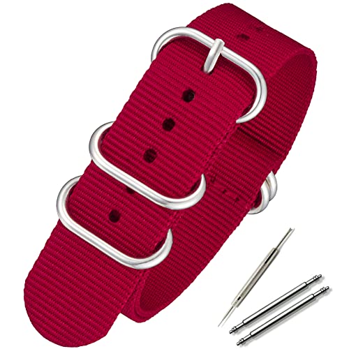 カルム NATO ベルト 腕時計 バンド G10 プレミアム ナイロン 時計 交換簡単 ストラップ 16㎜ ～ 24㎜ 交換説明書付き ( 18㎜ , レッド )