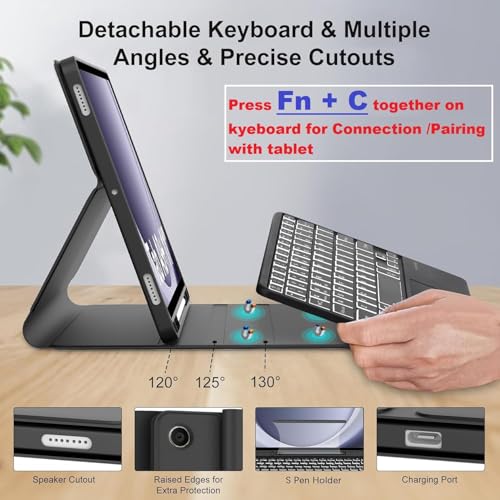Image of typecase Keyboard case for iPad Air 11 (M4 /M3 /M2, 2026 /2025 /2024), Air 5th /4th & Pro 11(4th /3rd /2nd /1st) with Trackpad & 7-Colors Backlit, Magnetic Detachable Wireless Bluetooth, Pen Holder-Black'26