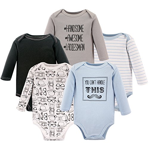 Image of Hudson Baby baby-boys Cotton Long-sleeve Bodysuits 5-pack