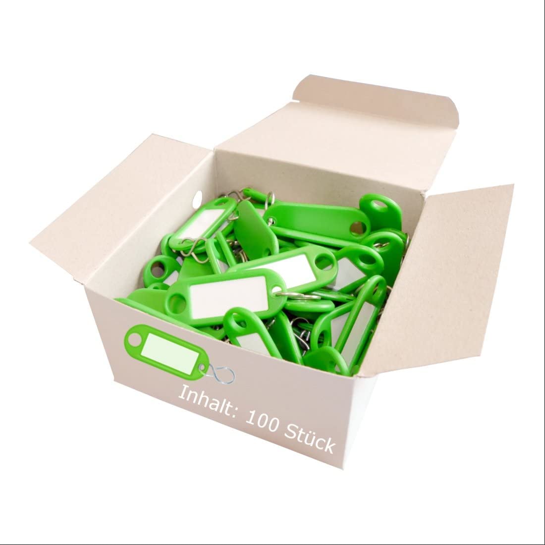 WEDO 262813404 Key Ring for Labelling, Green, Pack of 100, with S-Hook