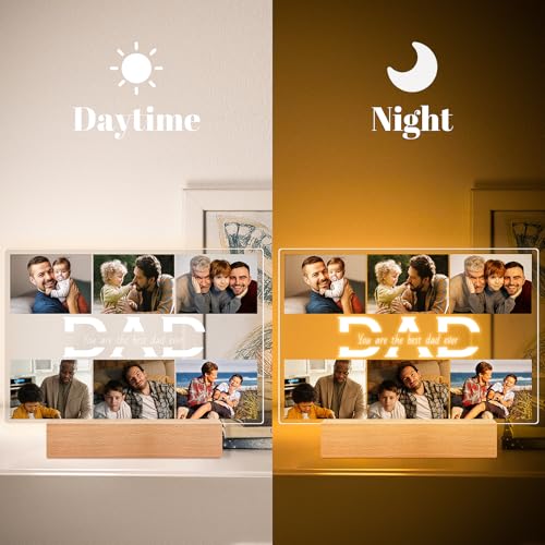 Personalized Fathers Day Gift for Dad from Daughter Son, Custom Picture Frames with Photo, Personalized Picture Frame, Customized Photo Frame, Customized Birthday Gifts for Baby Dad Kids Family