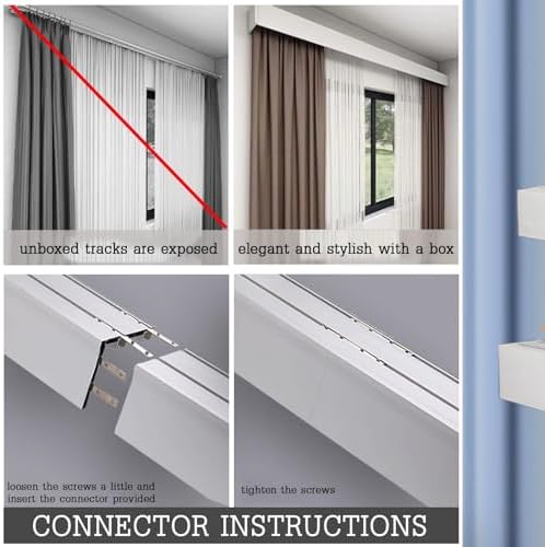 Double Curtain Tracks, 9.8ft Three-in-One Curtain Rod System with Adjustable Double Rails, Customizable Length for Living Room, Bedroom, Kitchen, Wall-Mounted Solution (2m/6.6ft)