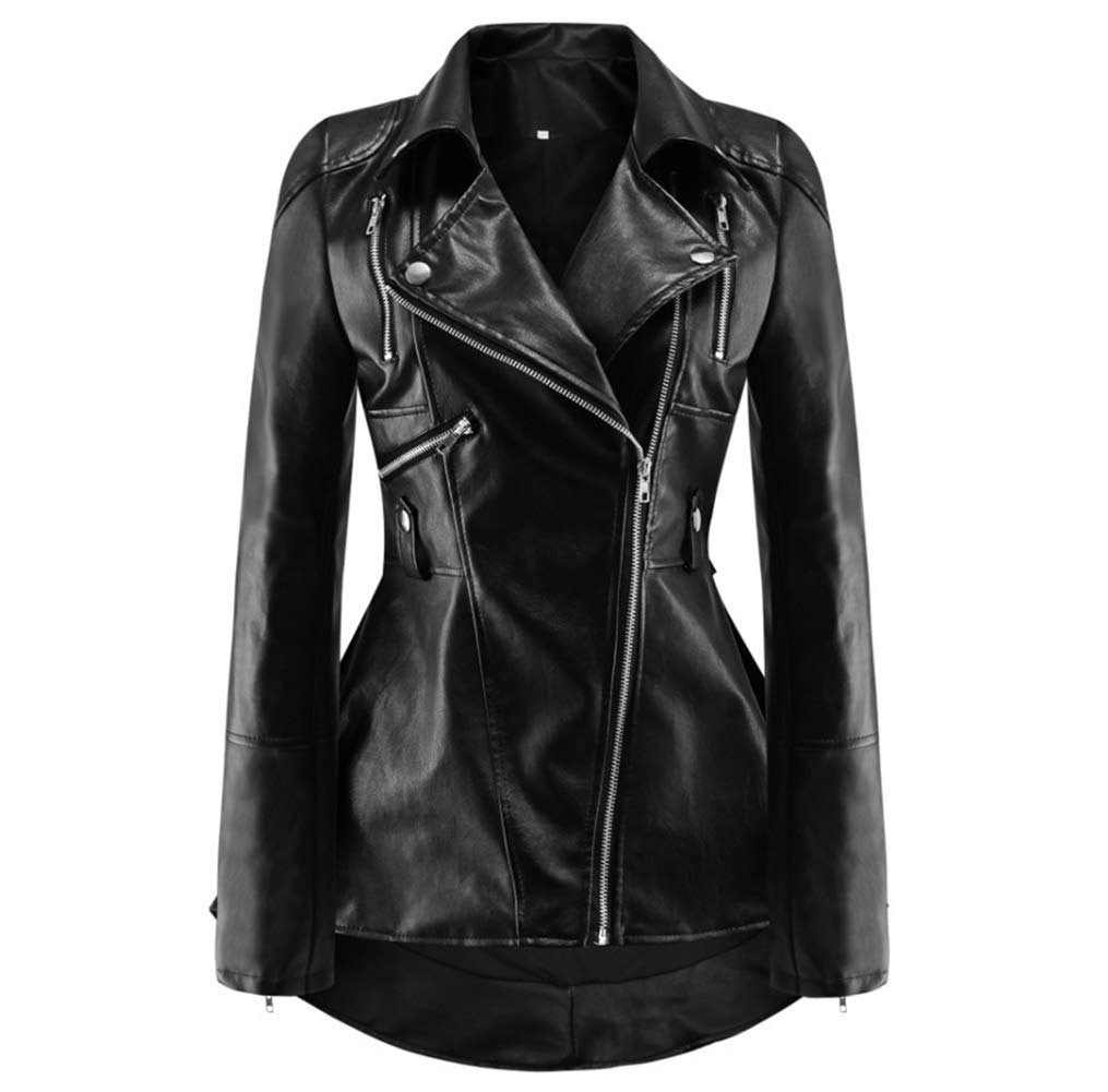 【破格/極美品】OUAT 006 BLACK MOTORCYCLE COAT XZEIT Faux Leather Jacket For Women Buckled Strap Zip Detail