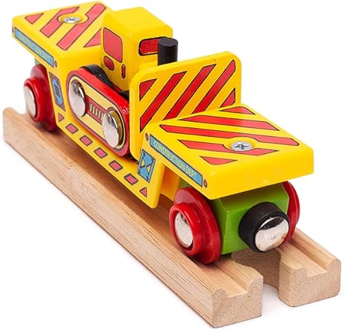 Miniatura 3 de Bigjigs Rail Bulldozer de madera cargador bajo: la mayoría de las otras marcas principales de rieles de madera son compatibles