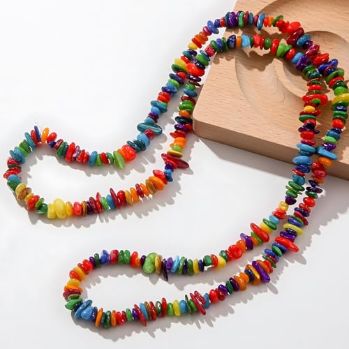 Image of 5-8mm Muliticolor Shell Chips Natural Chip Stone Beads for Jewelry Making | Semi Precious, Loose Gemstone, Healing Crystal, Rocks, 230Pcs Strand, Drilled, DIY Bracelets Necklaces Earrings Crafts Supply