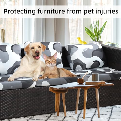 Image of 8Pcs Stretch Patio Cushion Covers,Outdoor Couch Covers Replacement,Outdoor Couch & Sofa Slipcovers,for Patio Furniture Cushion Covers,Washable Reusable urniture Protector(Black Camouflage,8PCS)