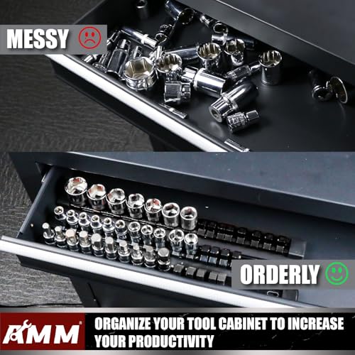 Image of AMM 6-Piece Socket Organizer,3 /8 inch Drive ABS Tools-Socket Holder,Heavy Duty Socket Racks,Premium Quality Socket Clip Rail Holder,The best tool trays in the garage