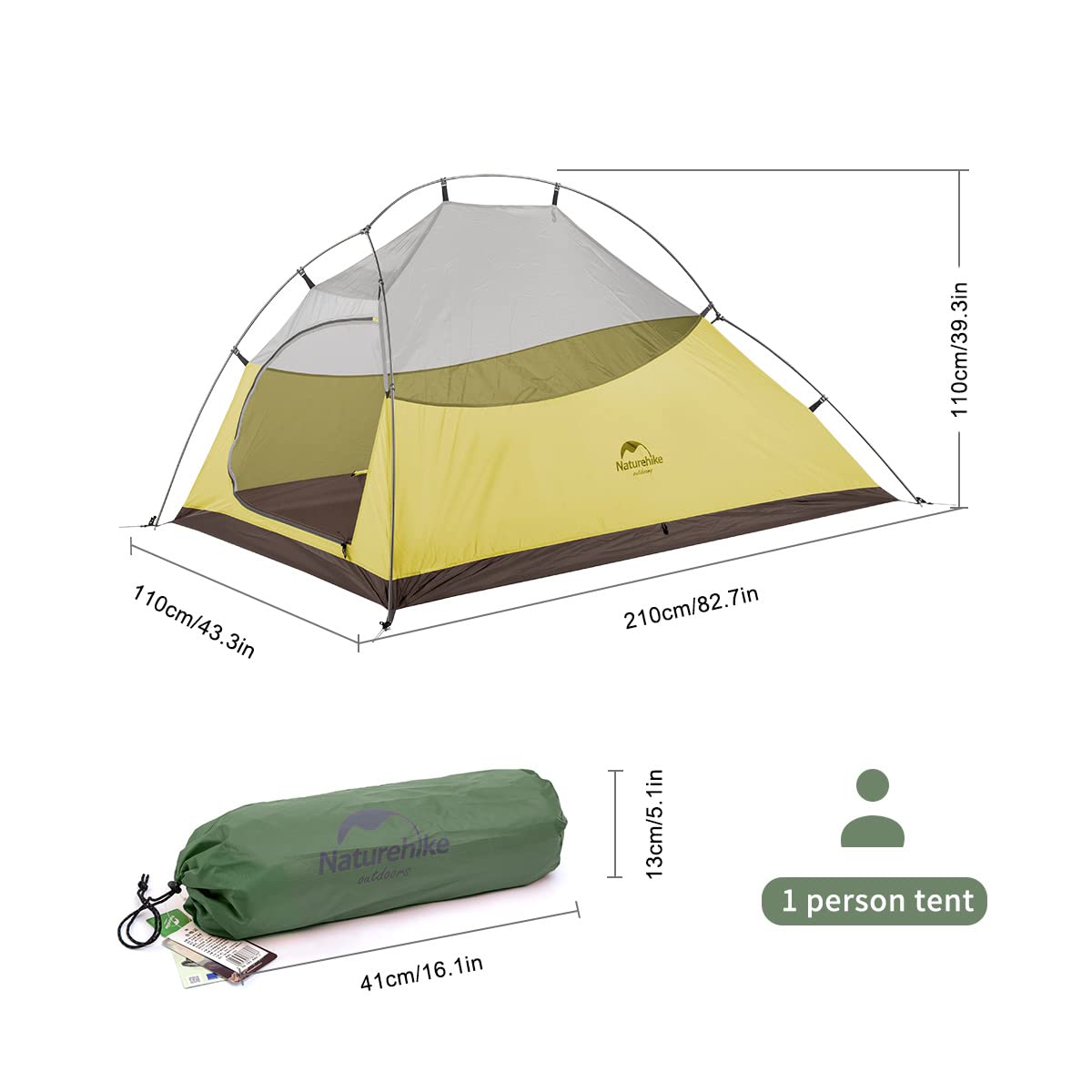 Naturehike Cloud-up Ultralight 1 Persona Tenda Singola 3 Stagioni Tenda Da Campeggio