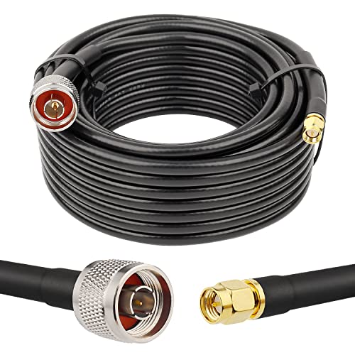 MOOKEERF 25ft Low Loss N Male to SMA Male Coax Cable for WiFi Router/GPS Receiver/Antenna Use, Black, 35FT