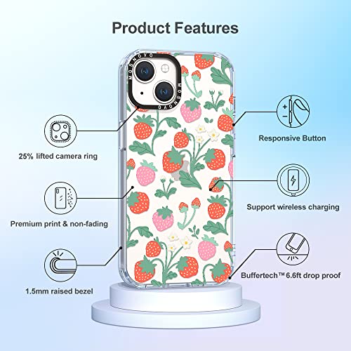 Mosnovo Compatible With Iphone 14 Plus Case, [Buffertech™ 6.6 Ft Drop Impact] [Anti Peel Off Tech] Clear Tpu Shockproof Bumper Phone Case Cover With Strawberry Garden Designed For Iphone 14 Plus 6.7" #TOP5
