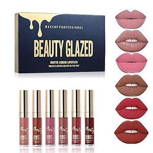 BELLEZA ESMALTADA 6 piezas/juego Brillo labial líquido Herramienta de maquillaje labial profesional Terciopelo mate…