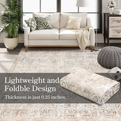 Tapete decorativo 8x10 beige estilo boho lavable miniatura 4