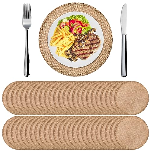 Yunlly Set of 48 Burlap Round Placemats Bulk Burlap Circle Rustic Table Decorations Jute Farmhouse Placemats Heat Resistant Round Table Mats Charger Place Mats for Christmas(15 in,Brown) Yunlly Set of 48 Burlap Round Placemats Bulk Burlap Circle Rustic Table Decorations Jute Farmhouse Placemats Heat Resistant Round Table Mats Charger Place Mats for Christmas(15 in,Brown)