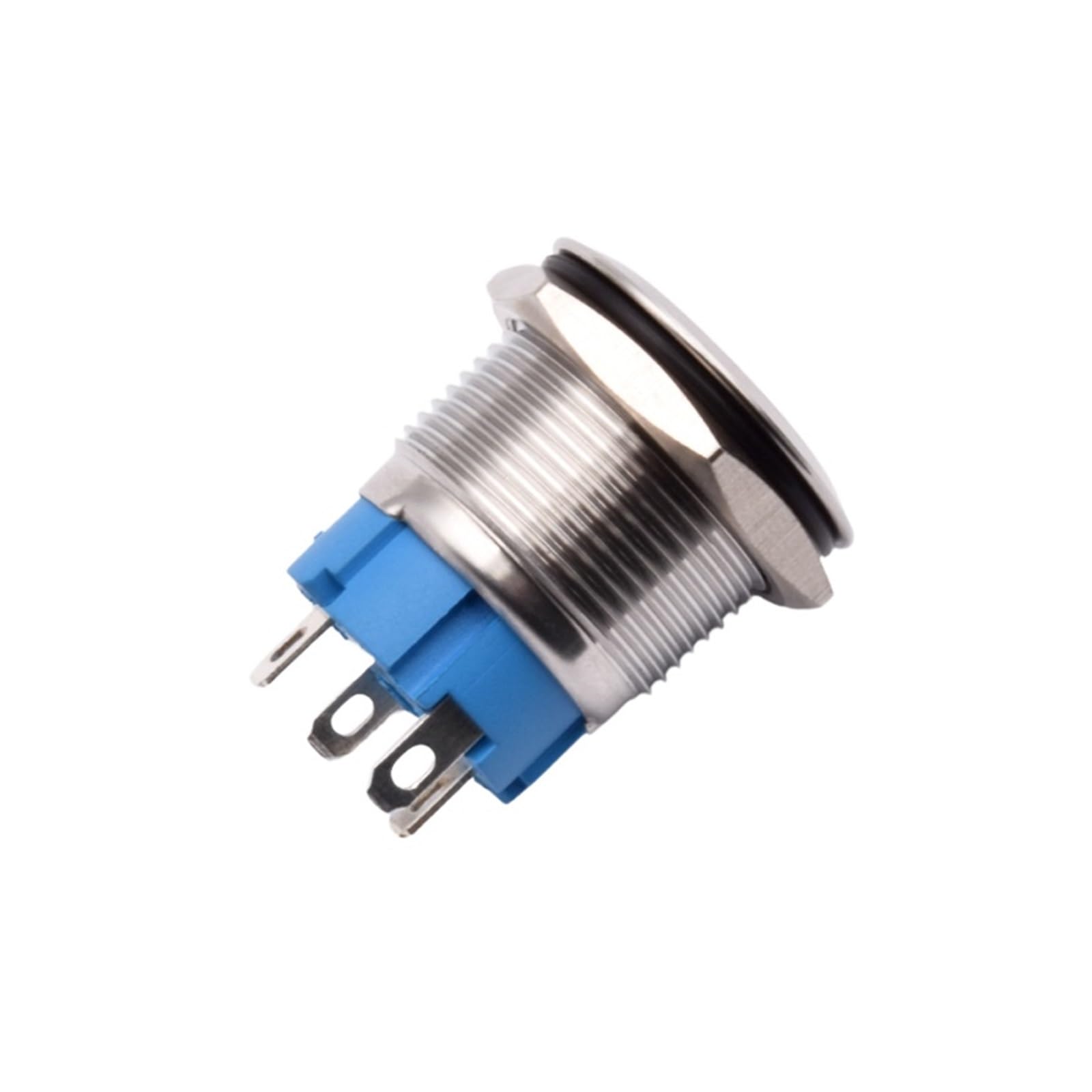 19 mm wodoodporny metalowy przełącznik przyciskowy 12V 24V 220V Czerwony Zielony Niebieski Podświetlany LED Chwilowy przełącznik zatrzaskowy Przycisk On Off (Flat Power Symbol, NICKEL PLATED