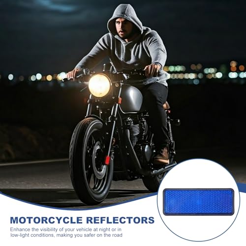 Image of PATIKIL Rectangle Rear Reflectors, 2 Pcs Safety Reflective Warning Reflector Plastic Universal Motorcycle Reflector with M5 Screw Mount for Car Motorcycle Trailer Bike Bicycles, Blue