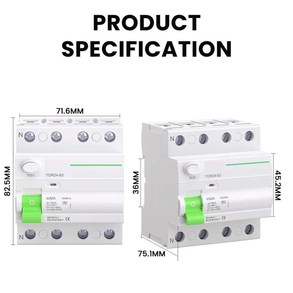 Tipo CA RCCB RCD 6kA 2P 4P 16A 25A 32A 63A Interruttore Differenziale Con Dispersione A Terra - Opzioni Disponibili 10 MA, 30 MA, 100 MA, 300 MA Componenti elettrici(25A,2Pole 30mA)