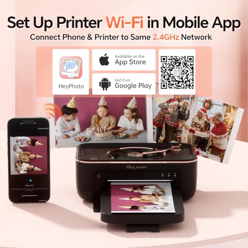 Image of PRT 4x6 Photo Printer with 20 Sheets & 1 Ribbon, Portable Photo Printer for iPhone /Android, Ideal Gift for Home & Scrapbooking Use, Black