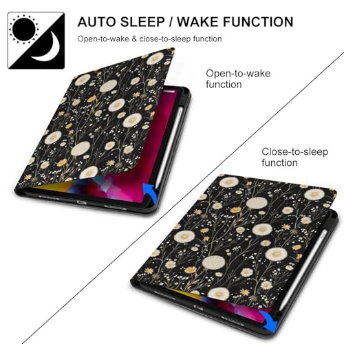 Coque iPad Pro 11 pissenlits pour modèles 2018-2022 avec porte-stylet et support de protection - 2