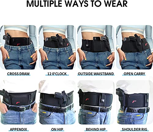 Belly Band Holster For Concealed Carry-Gun Holster For Women & Men, Upgraded Breathable Waistband Holster With Double Magazine Pouch, For Glock, Ruger Lcp, Smith And Wesson, Sig Sauer, 1911, Etc #TOP4