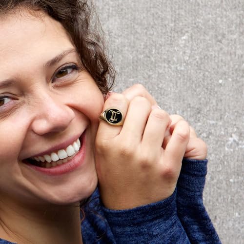 Personalized Two-Letter Stacking Signet Ring - Custom Initials for Him & Her - Sterling Silver Monogram Ring Gift for Mom or Dad4