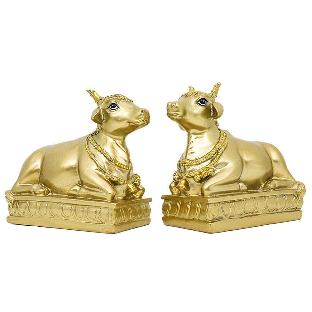 Buy Hindu God Murti Cow Statue Antique Gold Kneeling Cow India God and
