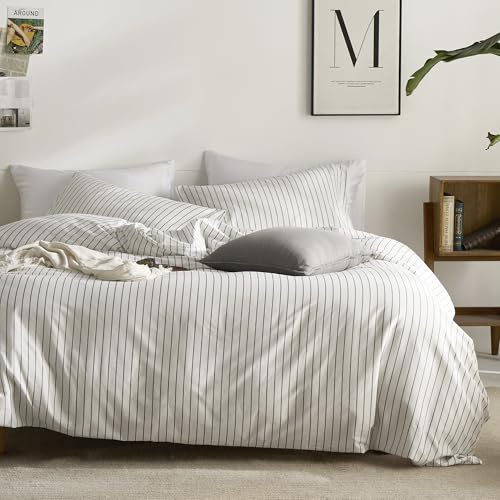 JELLYMONI Striped Duvet Cover Set - King Size 100% Cotton