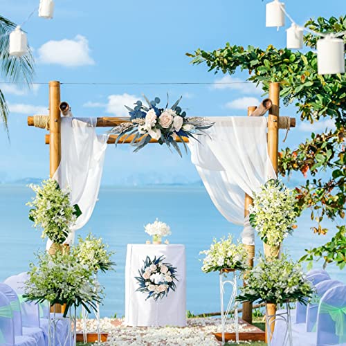 Wnvivi Artificial Arch Flower Decorations,Blue Rose and Peony Swag Wreath,Decorative Floral Garland Wedding Arch Flowers for Ceremony Reception (A1) - Image 5
