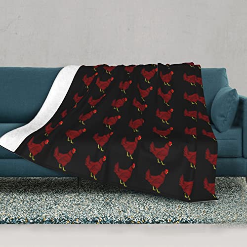 Couverture de camping motif poulet rouge grand format en peluche