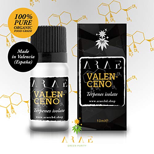 ARAE - Terpeno Puro Valenceno - 100% puro orgánico de grado alimenticio, fabricado en España, calidad GMP, 10ml