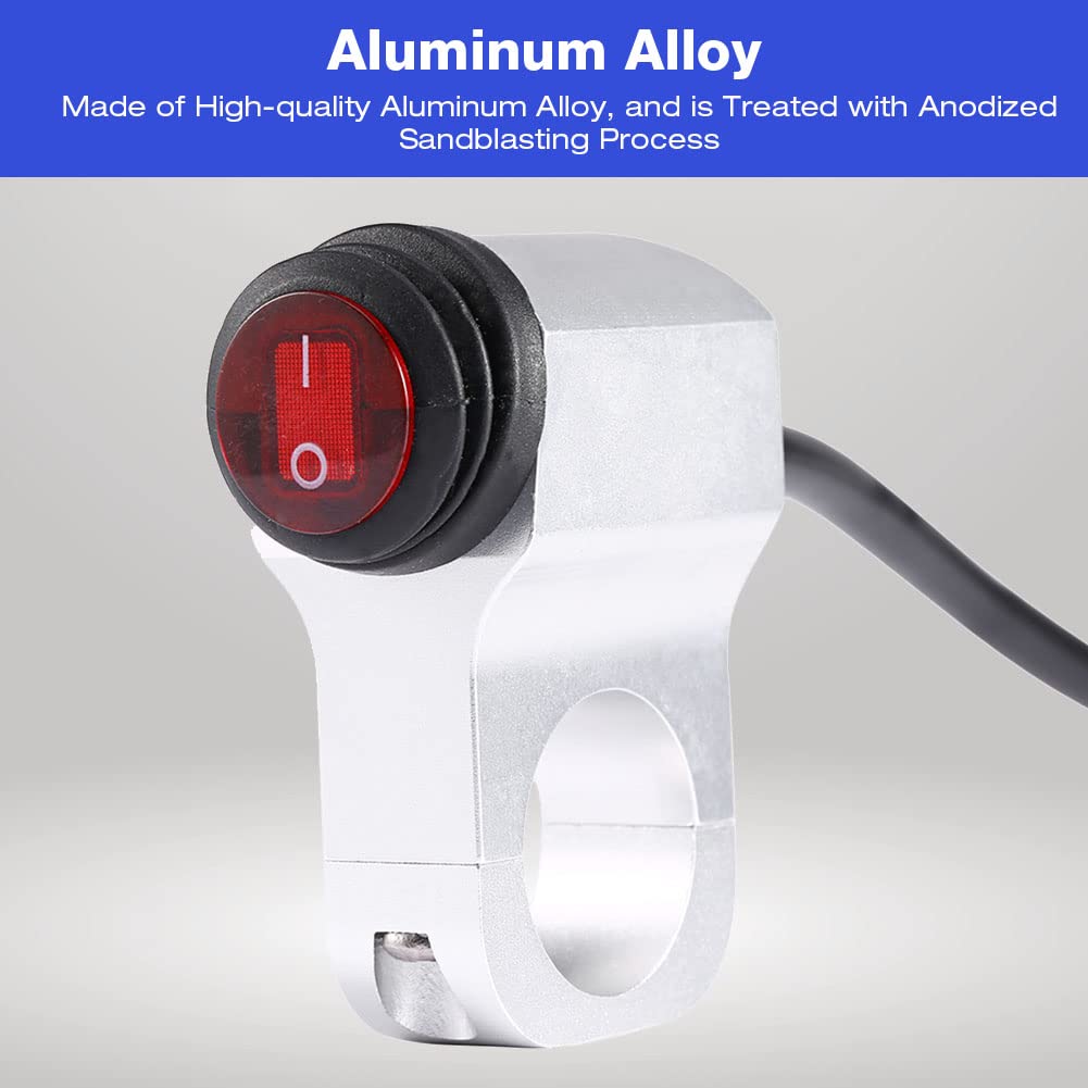 Interruttore Faro Per Moto Da 25mm - Impermeabile In Acciaio Per Manubrio, Con Luce Rossa - Foto 4