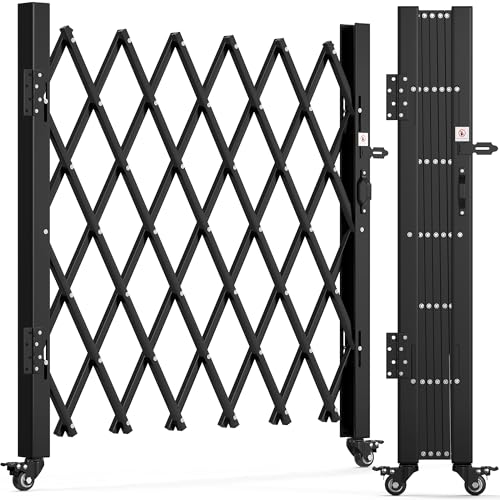YITAHOME Single Folding Security Gate 50 Hx75 W Folding Door Gate Flexible Expanding Security Gate Steel Safety Gates 360 Rolling Barricade Gate Scissor Gate with Padlock Aluminum Alloy Mesh