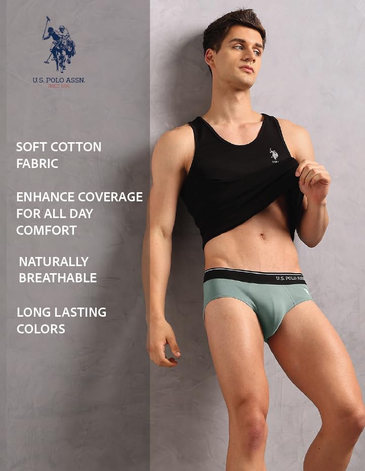 Image of U.S. Polo ASSN. Men's OEB18 Cotton Stretch Breathable Underwear Briefs - Pack of 2