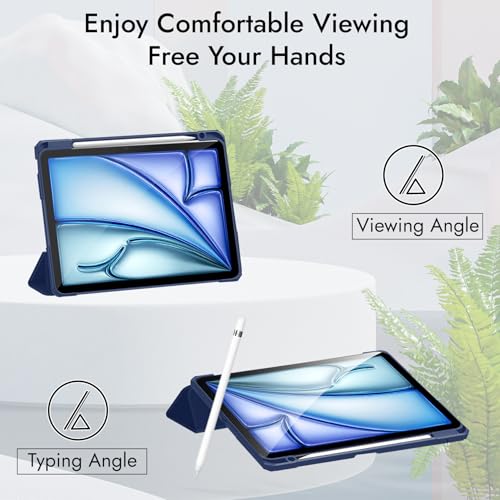 Image of Robustrion Cover for iPad Air 13 inch M4 /M3 /M2 (2026 /2025 /2024) Cover Case with [Pencil Holder] [Transparent Back] Hybrid Case Cover for iPad Air 13 inch [Auto Sleep Wake Support] - Navy