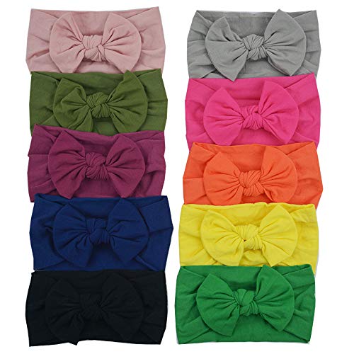 Baby Nylon Headbands Hairbands Hair Bow Elastics for Baby Girls Newborn Infant Toddlers Kids (Set 9-10PCS)