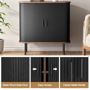   31W-Storage-Cabinet-Fluted-Sideboard-Buffet-Cabinet-with-Storage-Console-Table-Credenza-with-Tambour-Slatted-Sliding-Doors-Accent-Cabinet-for-Living-Room-Kitchen-Entryway-Black