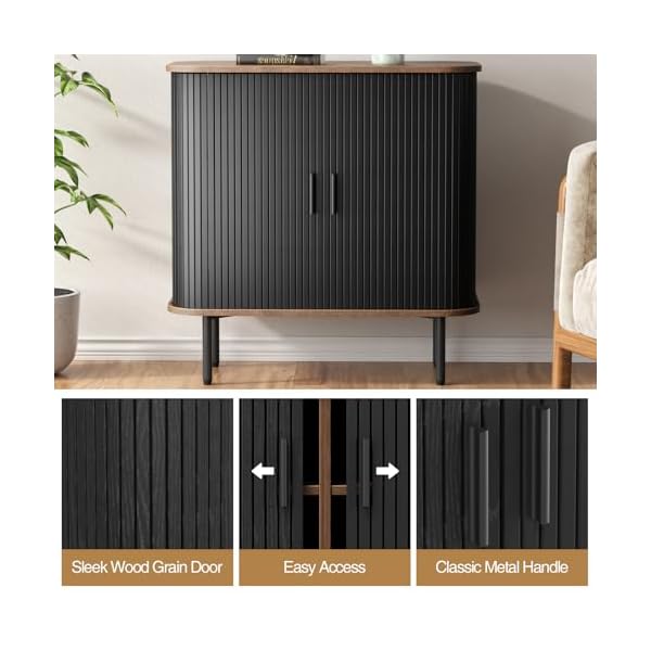   31W-Storage-Cabinet-Fluted-Sideboard-Buffet-Cabinet-with-Storage-Console-Table-Credenza-with-Tambour-Slatted-Sliding-Doors-Accent-Cabinet-for-Living-Room-Kitchen-Entryway-Black