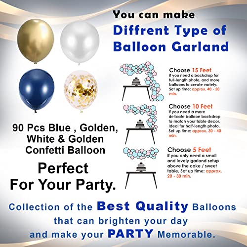 Image of Party Propz Rubber Navy Balloon Garland Arch Kit Party Decoration Supplies - 97Pcs For Royal Prince Birthday Graduation Party With Mini Crowns Decorations