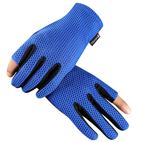 Lioobo 1 par de luvas de dedo com corte antiderrapante antiderrapante luvas de pesca esportiva para