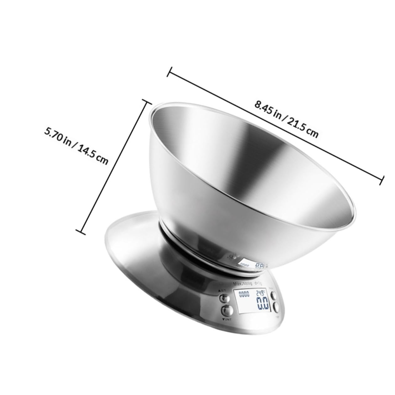 Luxshiny High Precision Stainless Steel Kitchen Food Scale with Detachable Bowl and Clock, Multipurpose Digital Measuring Scale for Cooking and Baking at Home Random Color